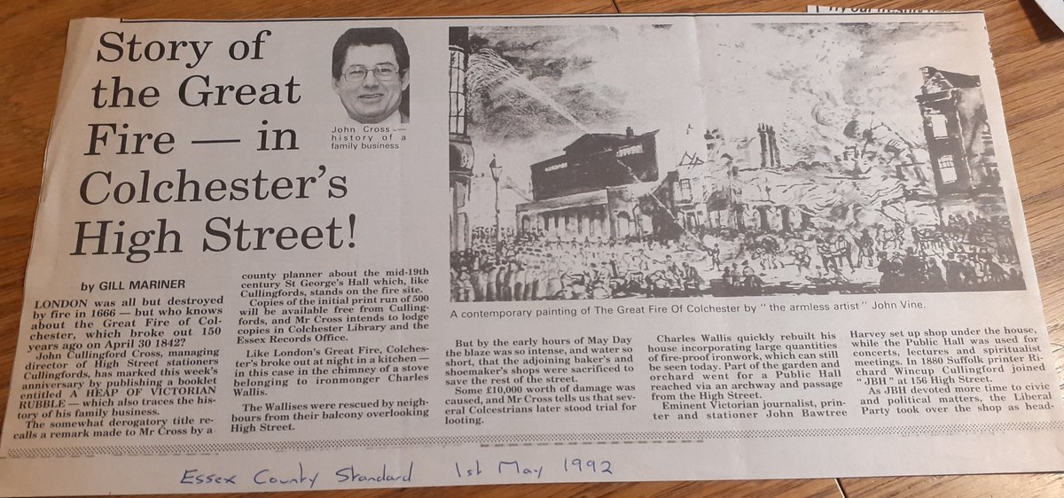 ColCivicSociety's tweet image. #OnThisDay - 30 April 1842, a devastating fire started at the home of #CharlesWallis, an iron founder, in the High Street, #Colchester. Many properties on the north side of the High Street, including St Peter's vicarage, were destroyed.

More:

british-history.ac.uk/vch/essex/vol9…