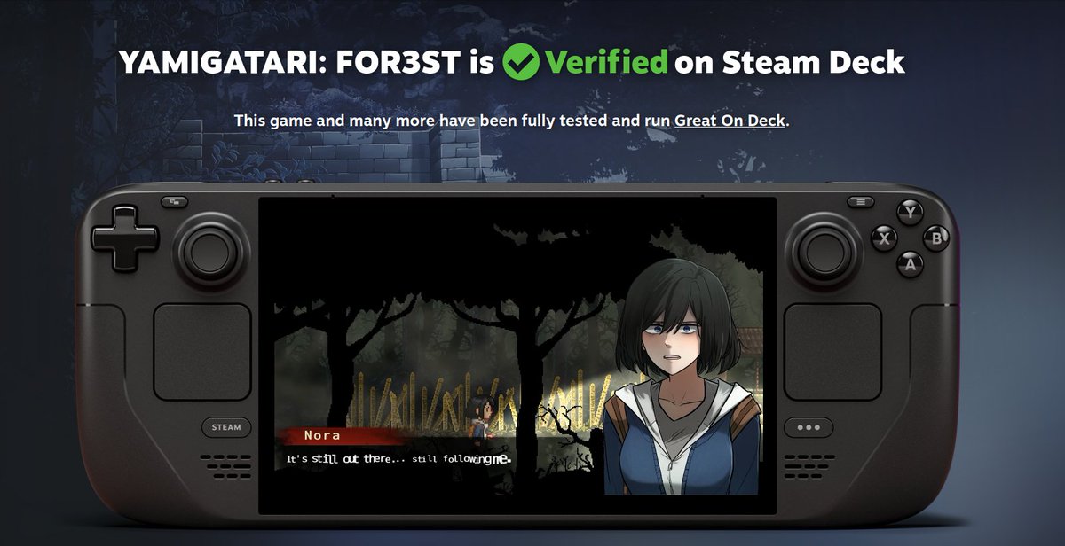 RedEgoGames's tweet photo. YAMIGATARI: FOR3ST is now Steam Deck Verified ✅

You can experience the full game on the go, exactly as intended.

Link: https://t.co/mgsOWNgtNq

#pixelart #gamedev #IndieDev #PsychologicalHorror #IndieHorror #HorrorGame #steamdeck https://t.co/aTkRsxsJzm