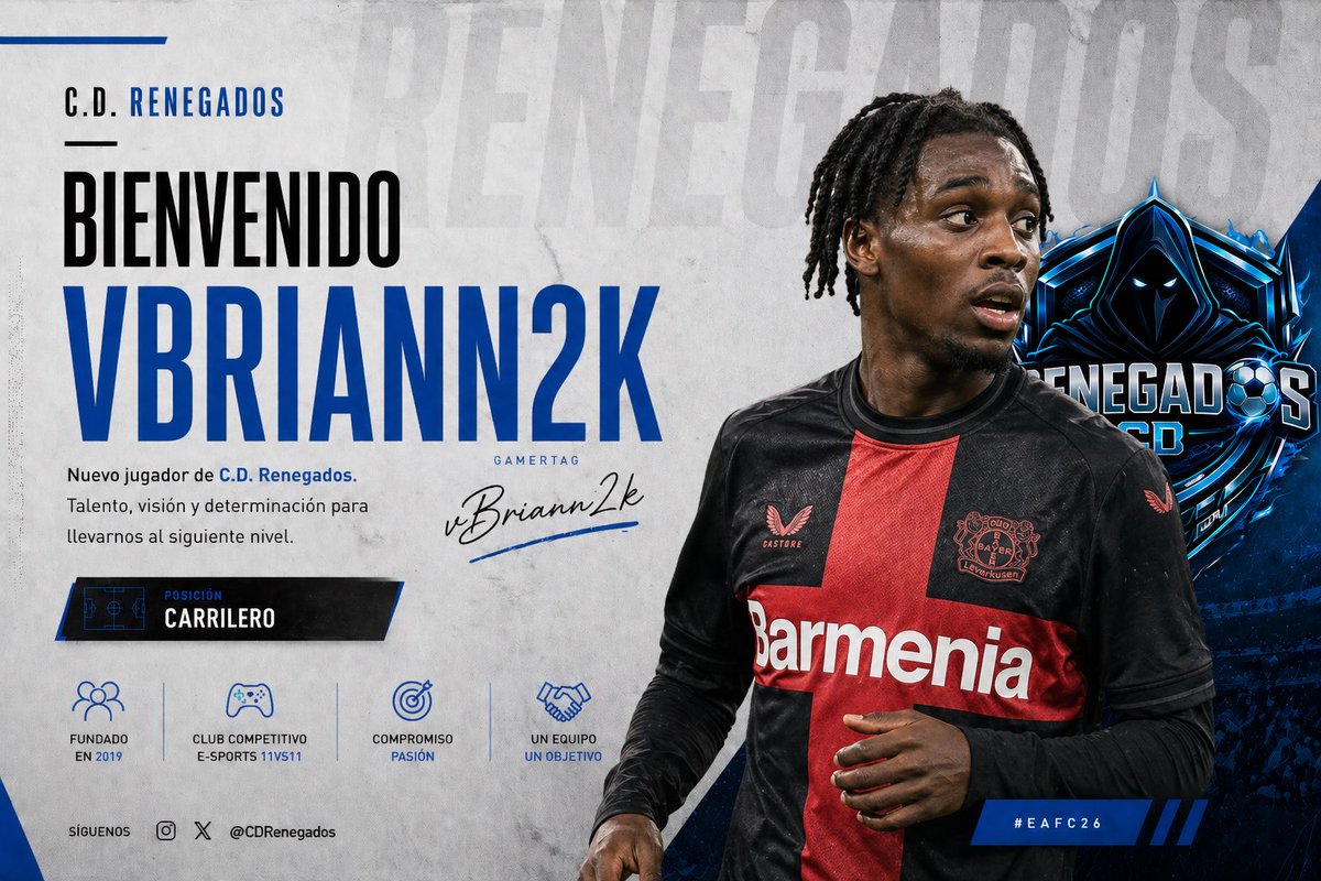 CDRenegados's tweet photo. El post favorito del CM…

Nuestro nuevo jugador aparte de ser la nueva T y el dúo perfecto de @penalzabal para completar la doble T.
Es un jugador rápido, habilidoso, regateador, goleador, además es la apuesta personal de un capitán, lo tiene todo.

Bienvenido, @vBriann2k ‼️ https://t.co/xPOFNx2l99