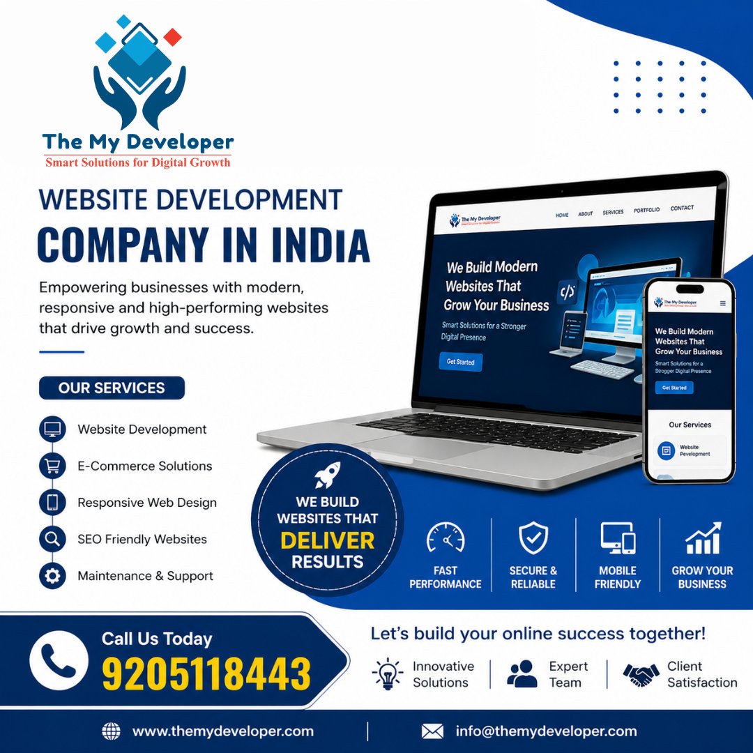 Themydevelper's tweet photo. Looking for a reliable Website Development Company in India?

The My Developer builds fast, responsive &amp; SEO-friendly websites that grow your business online. 🚀

#WebsiteDevelopment #India #WebDesign #DigitalGrowth #TheMyDeveloper https://t.co/awaoviSzSu