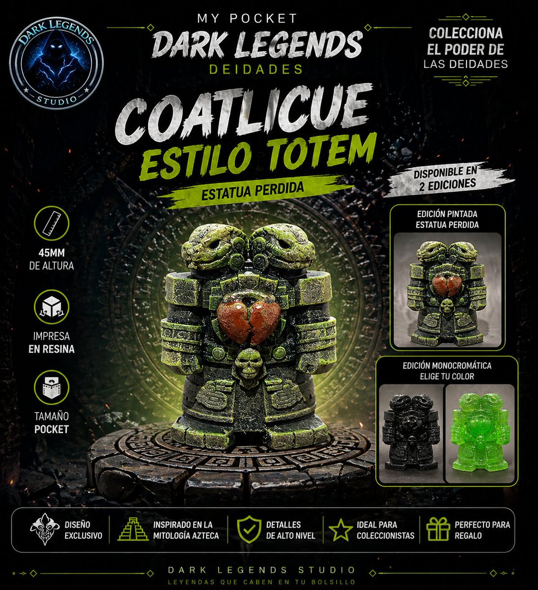 StudioDarkLgnds's tweet photo. #Venta de figura de #Coatlicue estilo tótem parte de la colección #MyPocketDarkLegendsDeidades
- Edición "Estatua perdida" (pintada a mano) precio $250
- Edición negra precio $120
- Edición verde traslucido precio $150

#DarkLegendsStudio https://t.co/sEXPyyvNqg