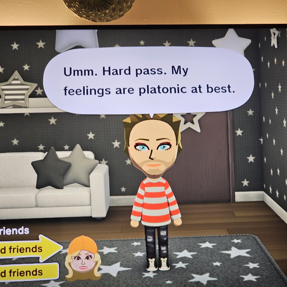 Mimi_SOS5's tweet photo. I made 5sos in tomodachi life. I also added Dolly Parton. Seems like she had a crush on Luke. He rejected her 🤣😭💀 https://t.co/Sw4avUvTrb
