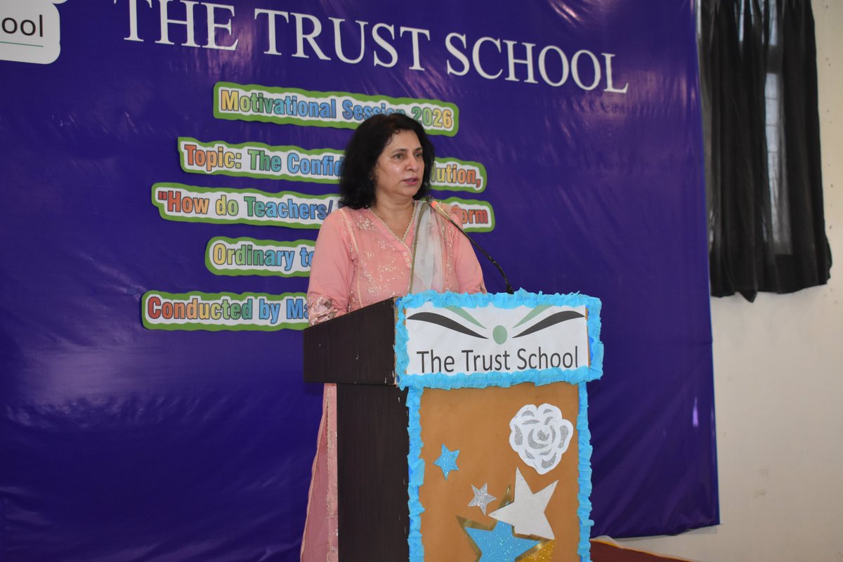 TheTrustSchool1's tweet image. It was a privilege for #TheTrustSchool to welcome Madam Samina Amjad, mother of Arfa Kareem, for an impactful #Teachers’ and #Parents’ Motivational Session titled The Confidence Revolution: How Teachers and Parents Transform Ordinary into Extraordinary. #ConfidenceRevolution