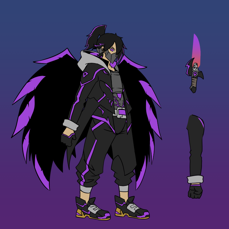 satRio_Galih's tweet image. WIP beat em up avian themed character - Karasu The Raven
Base color done, move to shading next.

#gamedev #spine2d