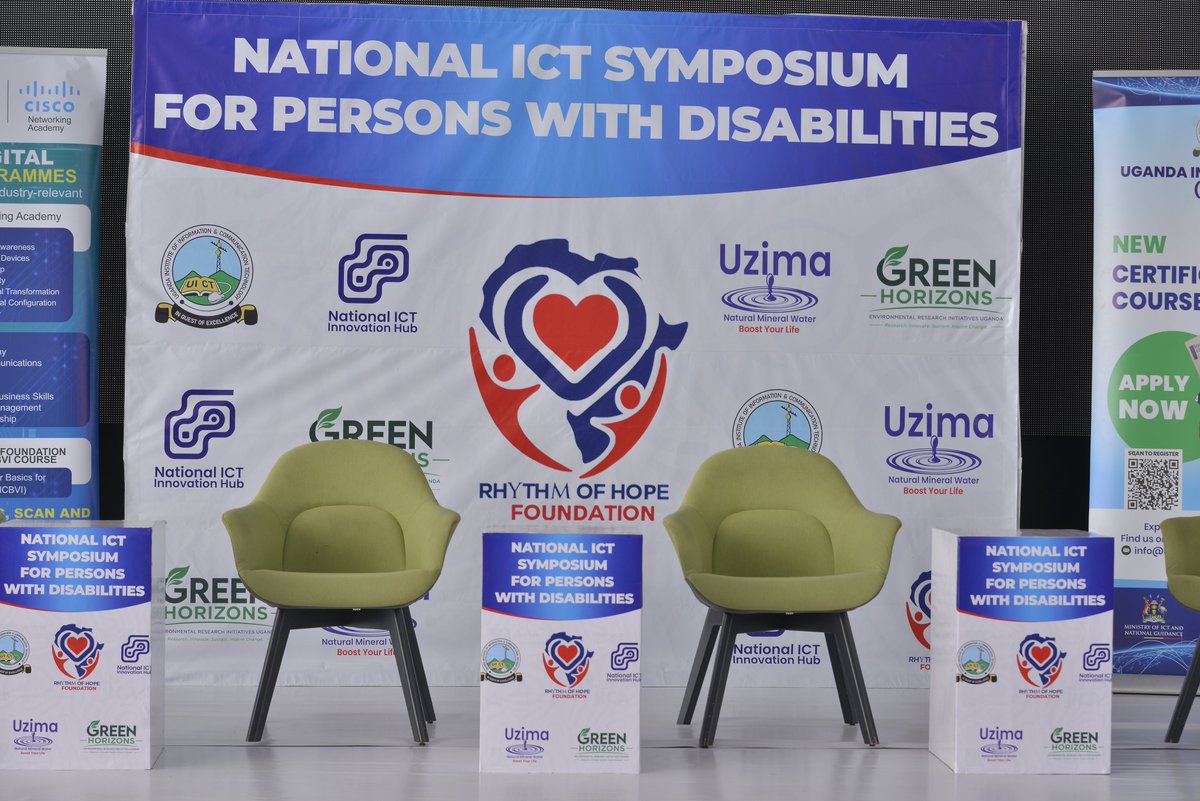 UICTug's tweet image. #HappeningNow
The stage is set, the lights are on, and participants are in!
We are live at the National ICT Symposium for Persons with Disabilities, organized by @rhythmofhopeug in partnership with UICT, @uzima_water, @innovationhubug &amp;amp; Green Horizons.
The symposium is under the