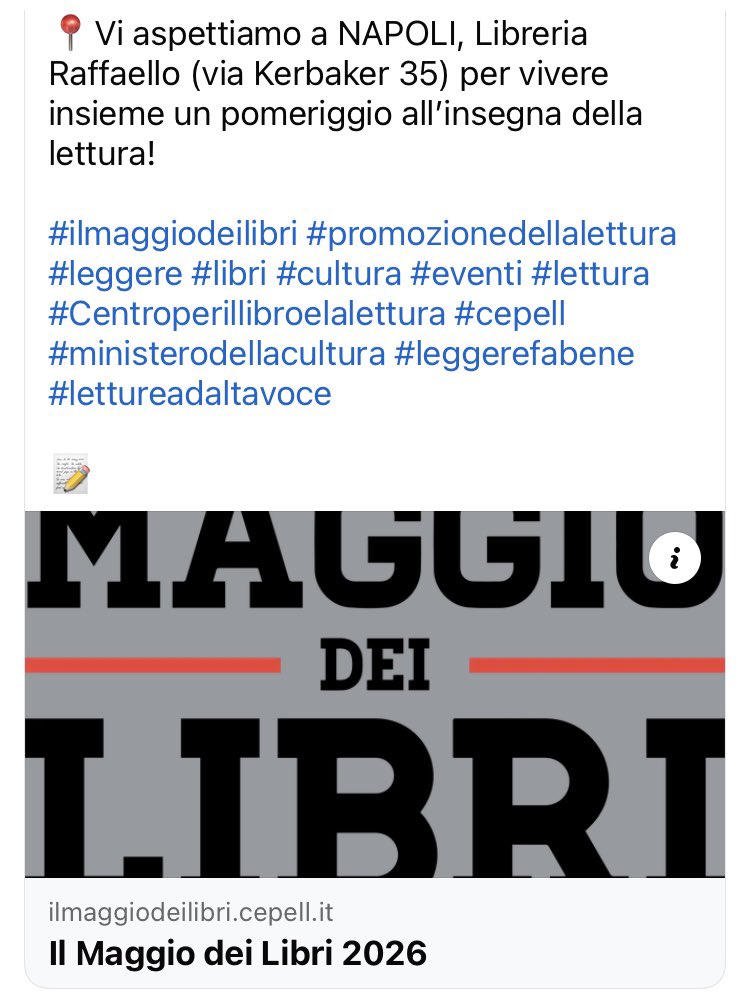 Inserita col mio romanzo nel <a href="/maggiodeilibri/">Il Maggio dei Libri</a>, con l’appuntamento di mercoledì 6 maggio presso la Libreria Raffaello Vomero di Napoli

ilmaggiodeilibri.cepell.it/edizione/gesto…