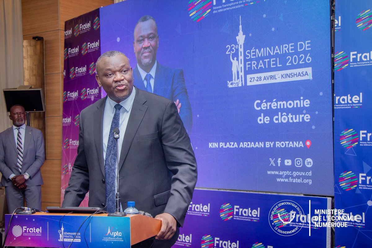 econonumerique's tweet photo. Clôturant le 23e séminaire du FRATEL le 28 avril à Kinshasa, S.E Augustin Kibassa a plaidé pour une régulation #numérique stratégique et souveraine. Il a souligné son rôle clé dans la transformation économique et sociale, en cohérence avec la vision du président Félix Tshisekedi. https://t.co/BdpNqzqs9t