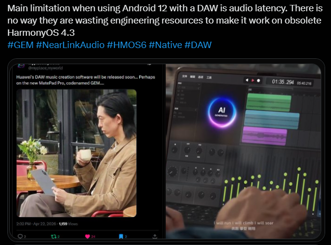 LivingInHarmony's tweet photo. 'Audio Kit adds MIDI C API support for external devices;'
MIDI is core to how DAWs work
#HarmonyOS6 #API24 #Beta1 #Developers #Update #CameraKit #Improvements #Launched #Huawei #GEM #MatePadProMax #MIDI #DAW
https://t.co/IUwxsqSwZe https://t.co/Ww5WmOJw5x