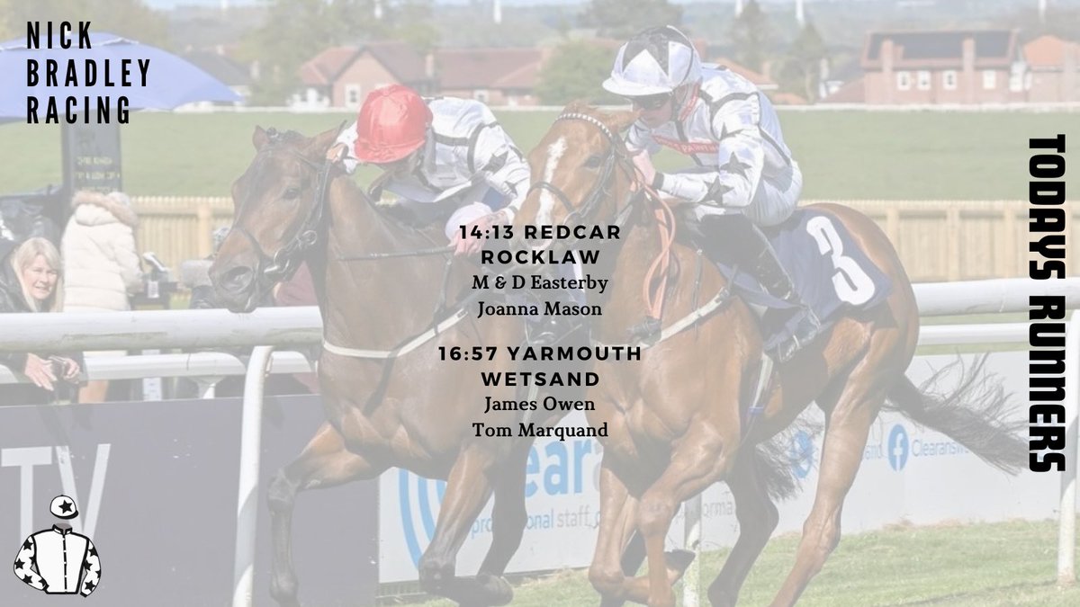 NBradleyRacing's tweet photo. Two runners for the team today⚪️⚫️

Rocklaw heads to @Redcarracing for her first start in handicap company. We’re hopeful she can take a positive step forward under the guidance of @jomason90 

Wetsand travels to @GTYarmouthRaces for her third outing of the season. We’re looking for further improvement following her first two runs.

Best of luck to all our owners involved