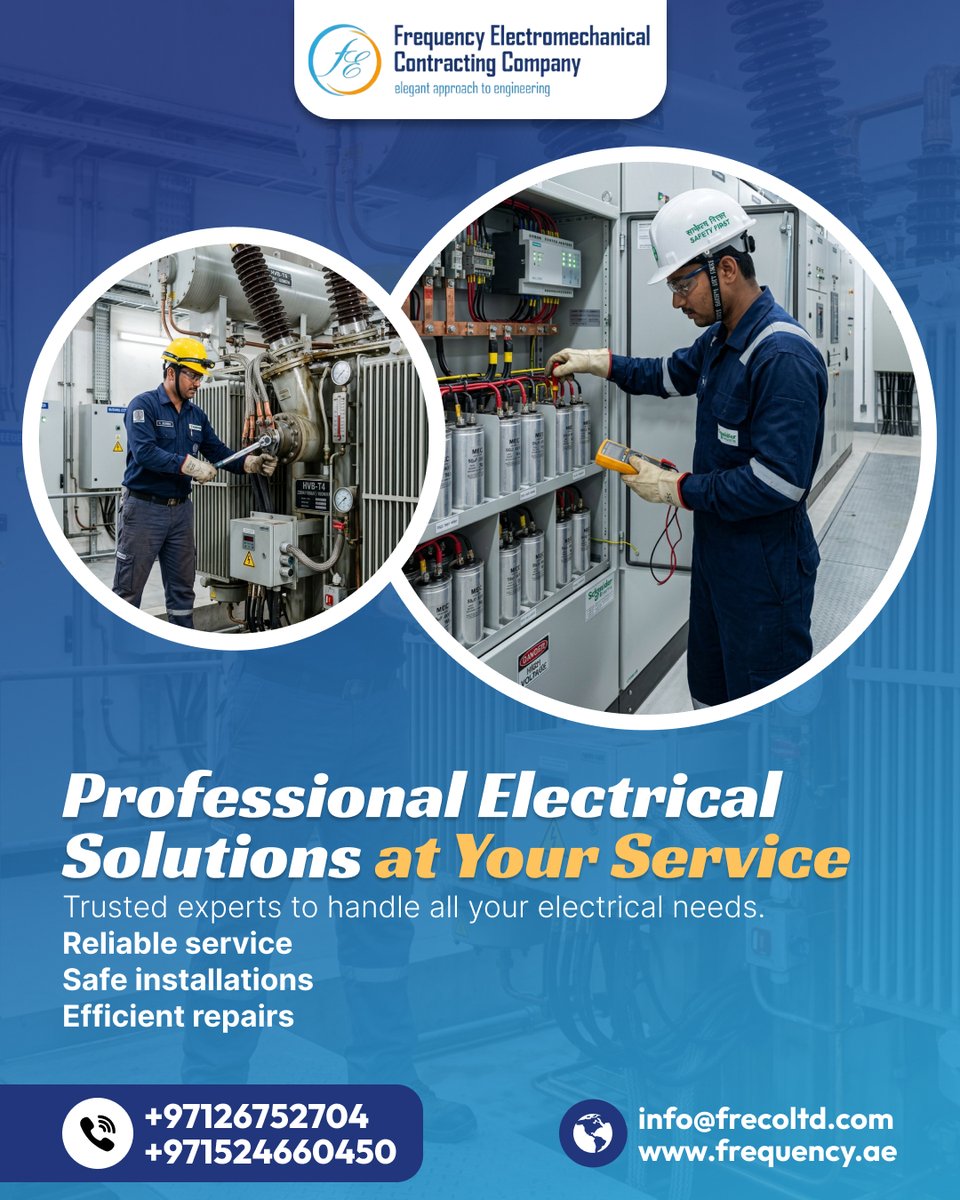 frequencyae's tweet photo. When it comes to electrical installations, repairs, and maintenance, trust our team of experts to get the job done right. 

https://t.co/CoHokWh3eP

#ElectricalSolutions #ElectricalRepairs #ElectricalInstallations #SafetyFirst #ProfessionalService #FrequencyElectromechanical https://t.co/K2TKYaTIHG