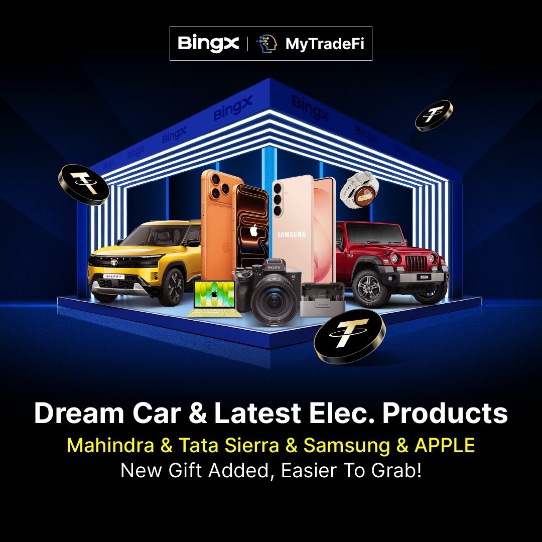 MyTraDeFi's tweet photo. BingX: Tata Sierra, Mahindra Thar & Apple Products 🔥

🌏 Both new and old users are welcome

🚀 Event Highlights:

🔗 Register Now: https://t.co/fv6E1snckC

🏮 The more volume you trade, the bigger prize you will get.

🏮 Come unlock the highest reward with Tata Sierra & Mahindra Thar

⏰ Till 31st May.