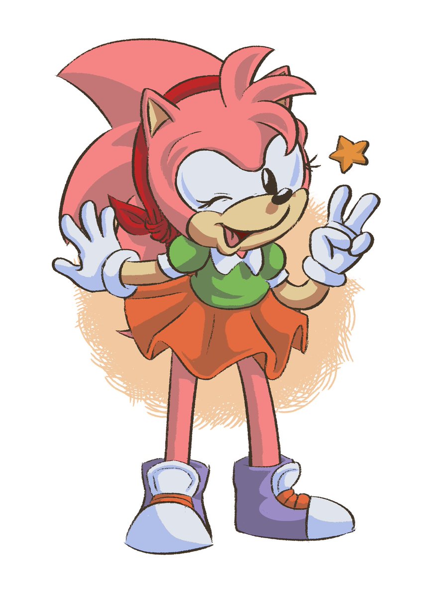 JadePesky's tweet image. If Amy had been in SatAM, do you think they'd have given her a Mohawk too?

(Old 2021 art)
#sonicthehedgehog #amyrose #satAM