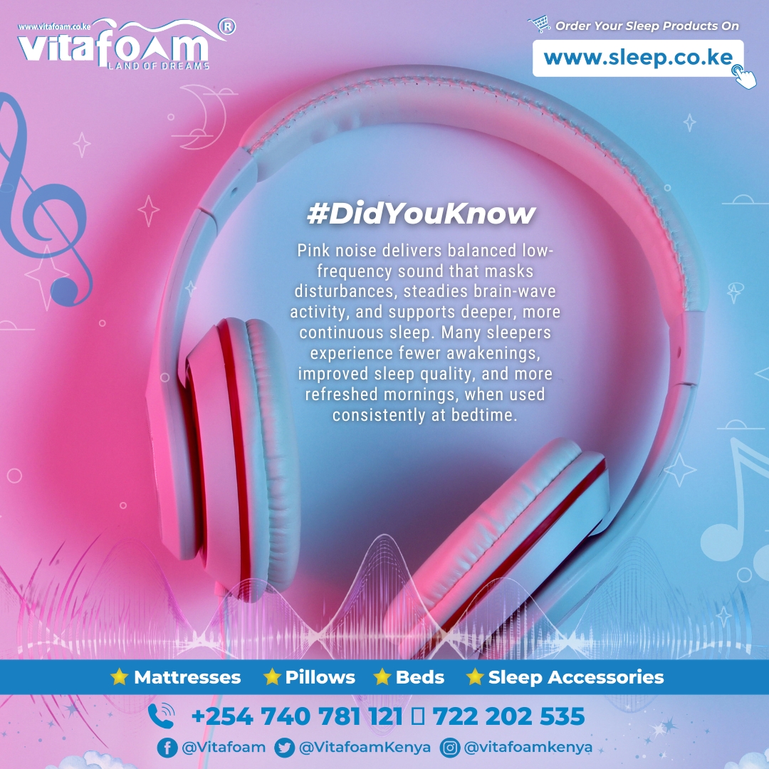 VitafoamKenya's tweet image. 🌟👨‍🔬🟪🔊🔎 🛌💤 #DidYouKnow: Pink Noise Can Help You #SleepBetter 💤🛌🔊🔍🟪👩‍🔬🌟

📄 Here's An Interesting Read: shorturl.at/EDSss

☎️ For All Enquiries, Orders &amp;amp; Deliveries: 0740 781 121 | 722 205 535

🛍️  View &amp;amp; Purchase On : sleep.co.ke