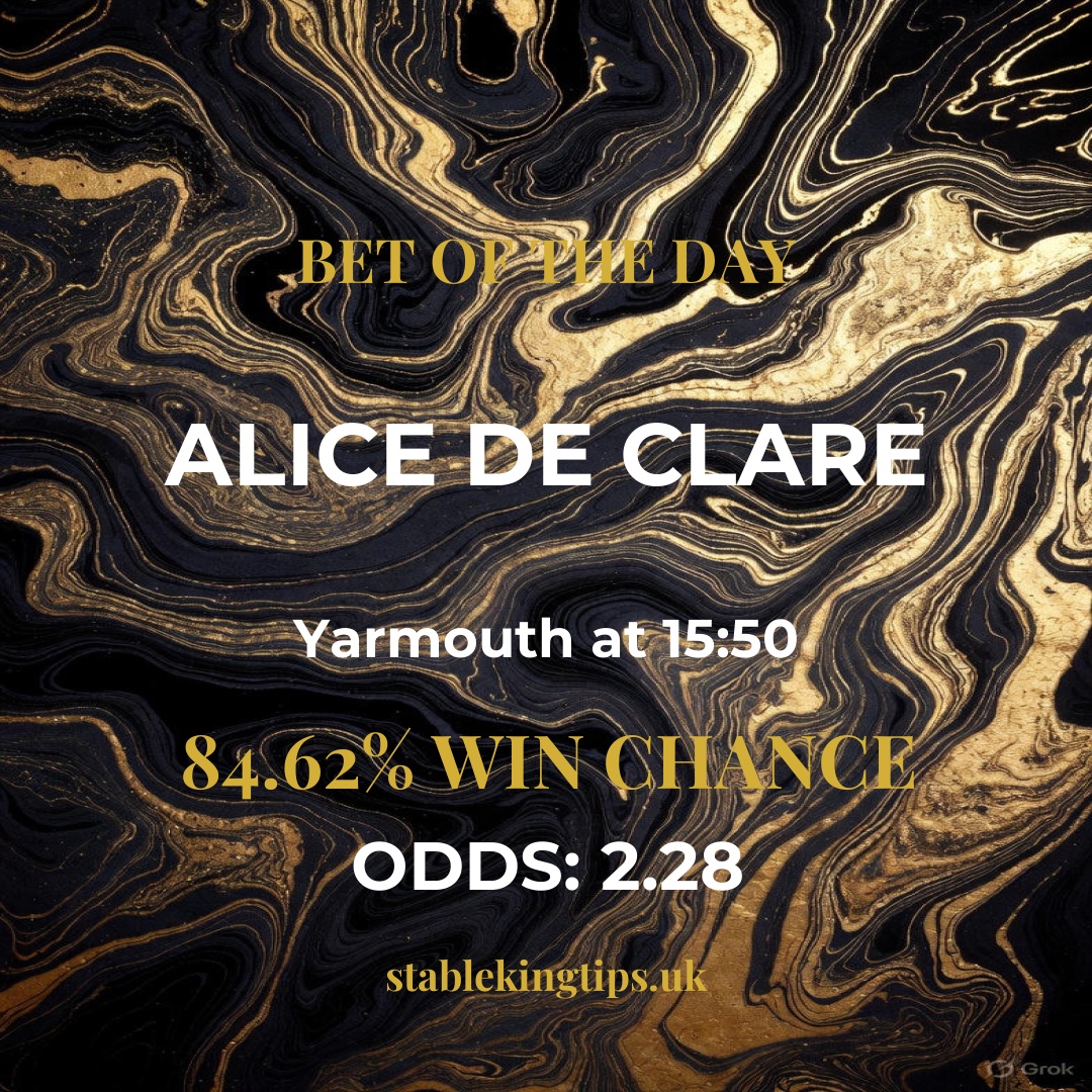 stablekingtips's tweet photo. 🏇 TODAY'S BET OF THE DAY: Alice De Clare 
📍 Yarmouth at 15:50 
https://t.co/RGsCHMbmV9 https://t.co/dzwH5H2saD