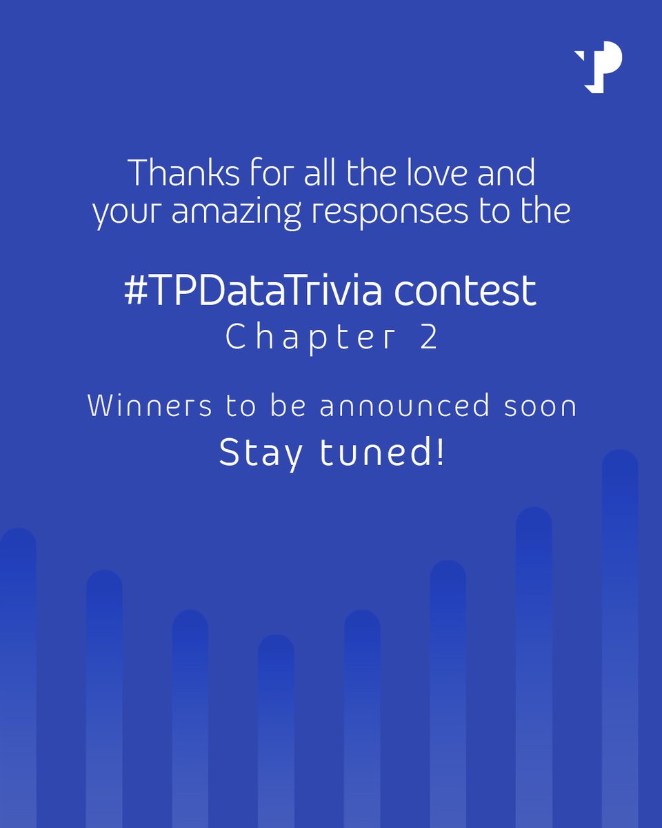 TPIndiaOfficial's tweet image. Thank you to everyone who participated in our #TPDataTrivia contest!

We are currently reviewing the entries and will announce the winners soon. Stay tuned for updates!

#TPIndia #Contest #AnalyticsTrivia