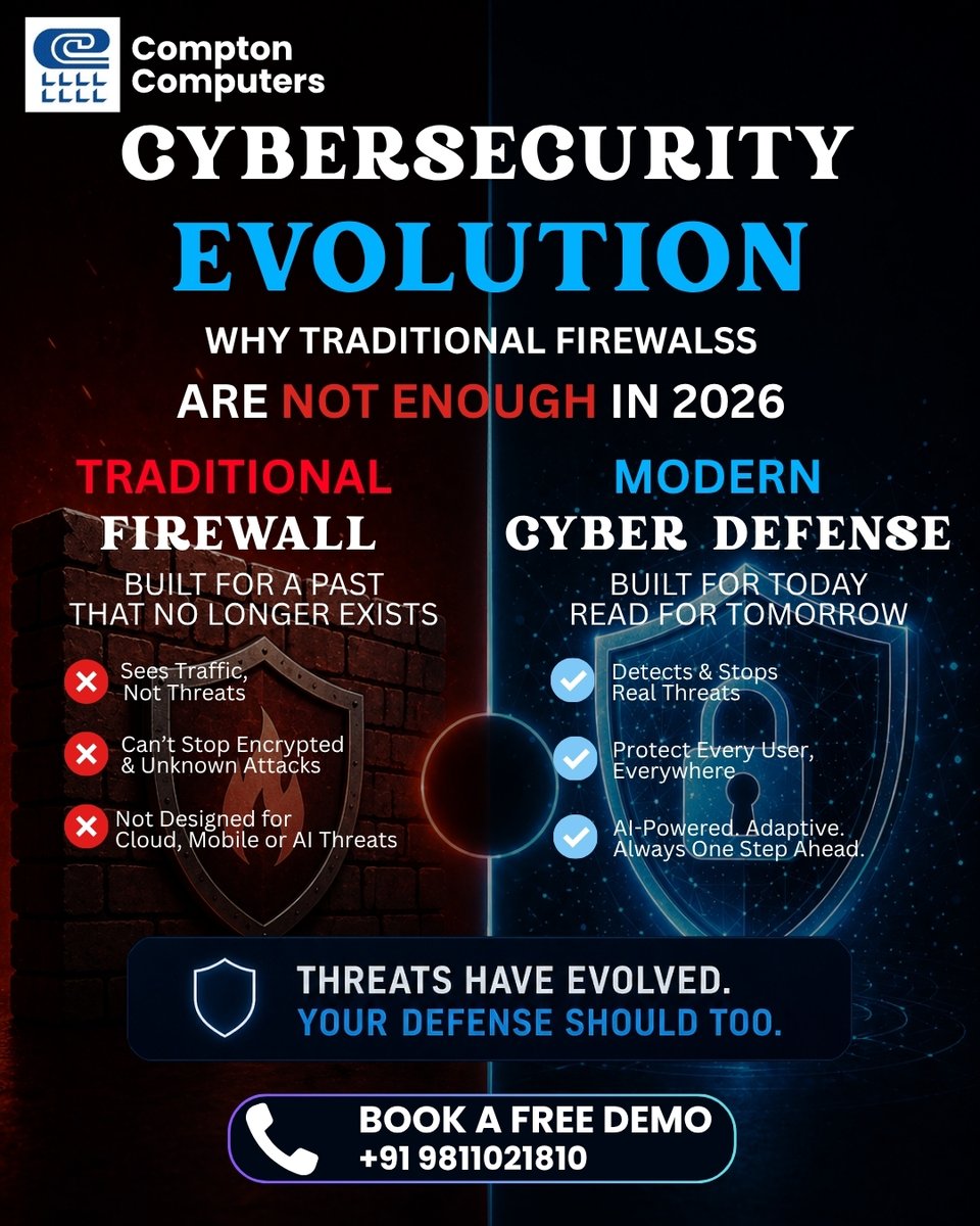 🚨 Traditional firewalls are outdated In 2026, threats are:
⚡ AI-driven
🔐 Hidden in encrypted traffic
🌐 EverywhereIf you’re still relying on old security… you’re already behind.🔐 Upgrade to next-gen cyber defense.
📞 Book a free demo: +91 9811021810 #CyberSecurity #ITSecurit