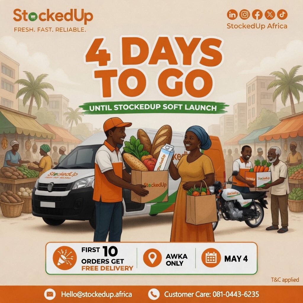 stockedupafrica's tweet image. 4 days to go ⏳

Market stress is almost over 👀

Order foodstuff in a few clicks → get it at your doorstep 📦

Want early access?
Reply “ADD ME” 👇

 #buildInpublic
#stockedup #fooddeliveryawka #groceryshopping #awkafoodvendor