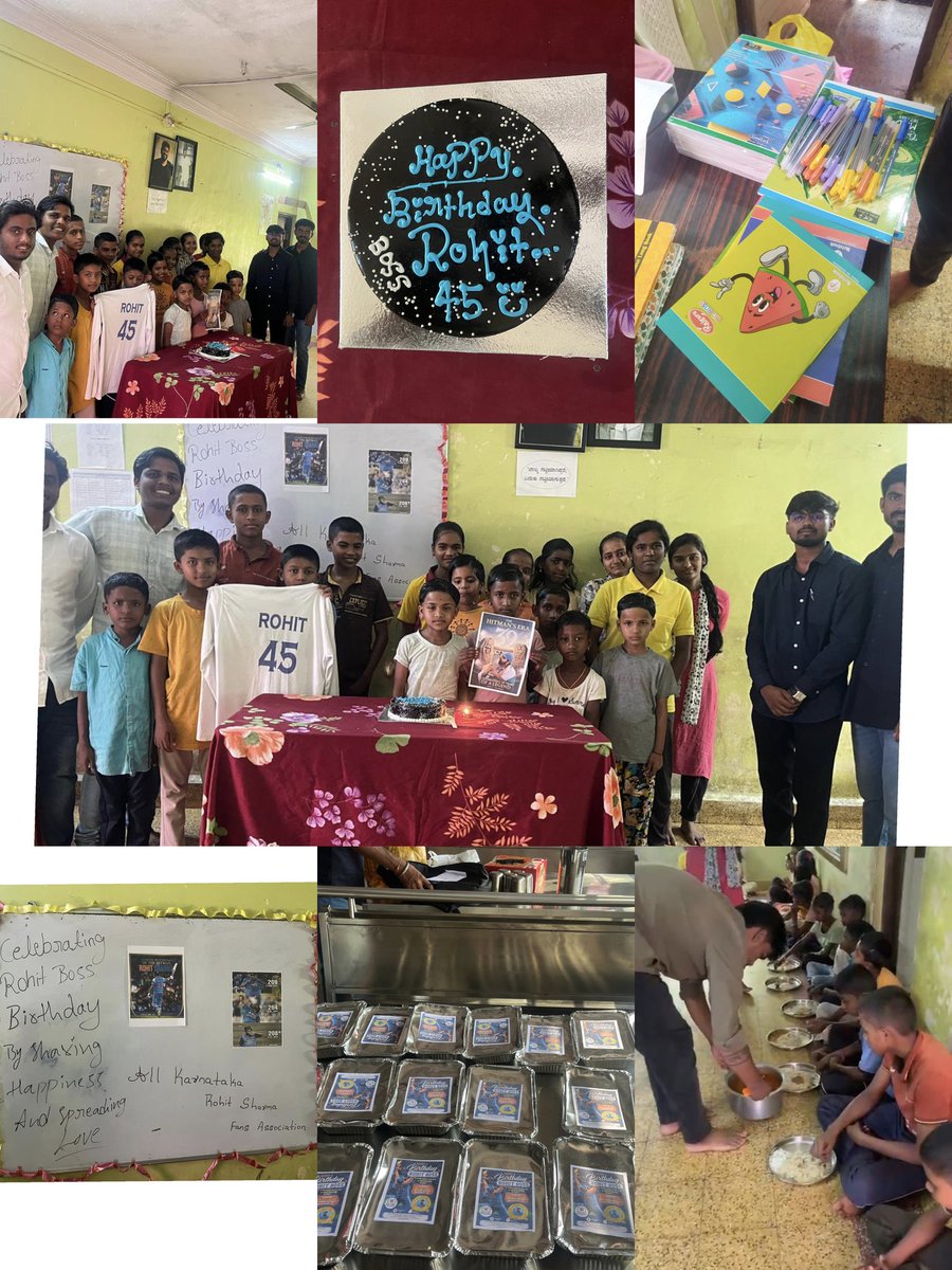 AKARSFA's tweet photo. Food, fruits, books and pens were distributed to children in Gokak, Belgaum on behalf of the All Karnataka Rohit Sharma Fans Association. Jai Boss @ImRo45 ❤️
#HappyBirthdayRohit https://t.co/7XUg7QHCn1