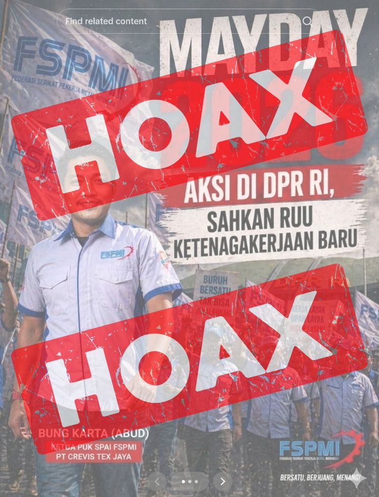 cherylpinkeu's tweet photo. Stop berita bohong tentang May Day 2026. Jangan jadi korban manipulasi pihak-pihak yang ingin mengacaukan suasana damai. #KonsolidasiDamai https://t.co/zMuzcAnMFL