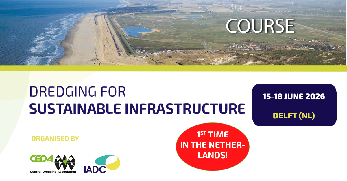 IADCDredging's tweet photo. Learn how to integrate dredging in sustainable development at the CEDA-IADC course ‘𝔻𝕣𝕖𝕕𝕘𝕚𝕟𝕘 𝕗𝕠𝕣 𝕤𝕦𝕤𝕥𝕒𝕚𝕟𝕒𝕓𝕝𝕖 𝕚𝕟𝕗𝕣𝕒𝕤𝕥𝕣𝕦𝕔𝕥𝕦𝕣𝕖’ in Delft (NL) from 15-18 June.

👉 Interested? https://t.co/mVcRcqmDRv https://t.co/fBi8ii7HoZ