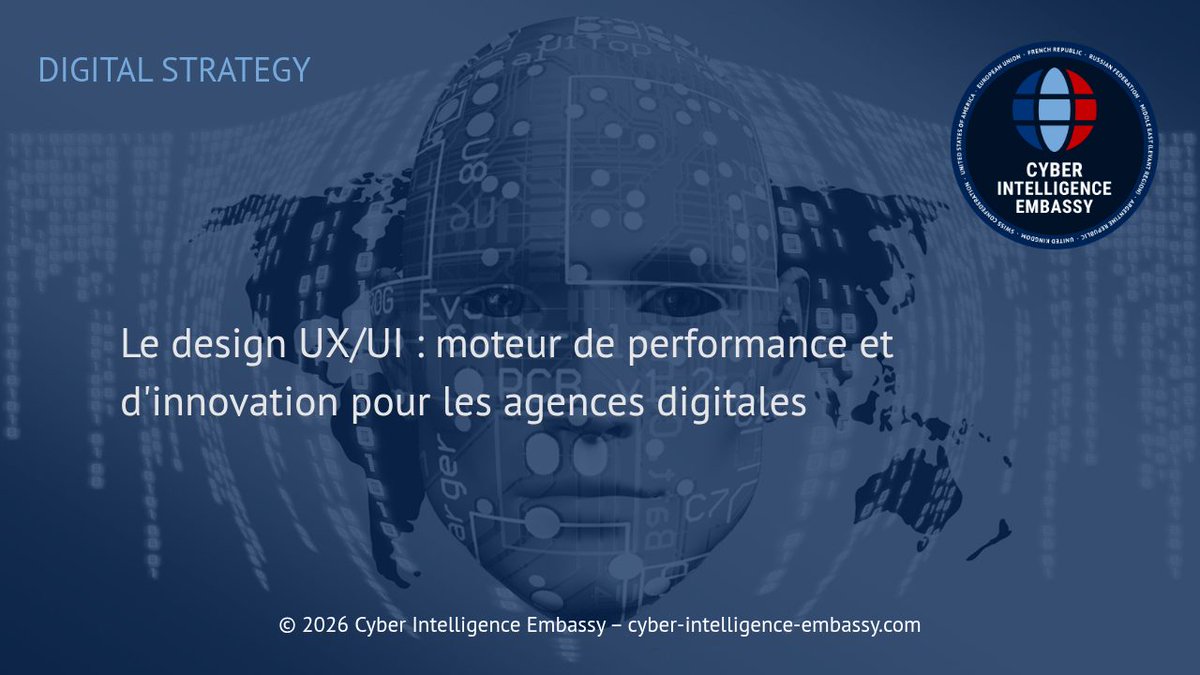 cyberintembassy's tweet image. [FR] L’UX/UI structure l’expérience digitale. 🎯
 UX : fluidité, clarté, conversion.
 UI : cohérence visuelle, confiance, mémorisation.
 Pour une agence, c’est un levier stratégique de performance et de différenciation. #UX #UI #Digital cyber-intelligence-embassy.com/fr/blog/strate…