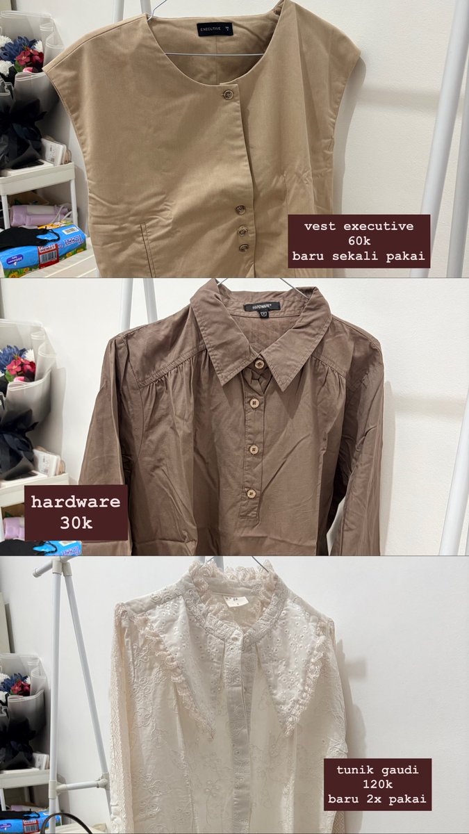 aoriesss's tweet image. WTS - Want to Sell
jual preloved baju (cewe) murah, jarang dipake, mash bagus banget, dr brand uniqlo, colorbox, dsb.

📍Yogyakarta - Solo - Sragen
order bisa wa link di bio, dm, req shopee (gratis ongkir), bisa cod jugaa

#zonauangㅤ #zonajajan #preloved