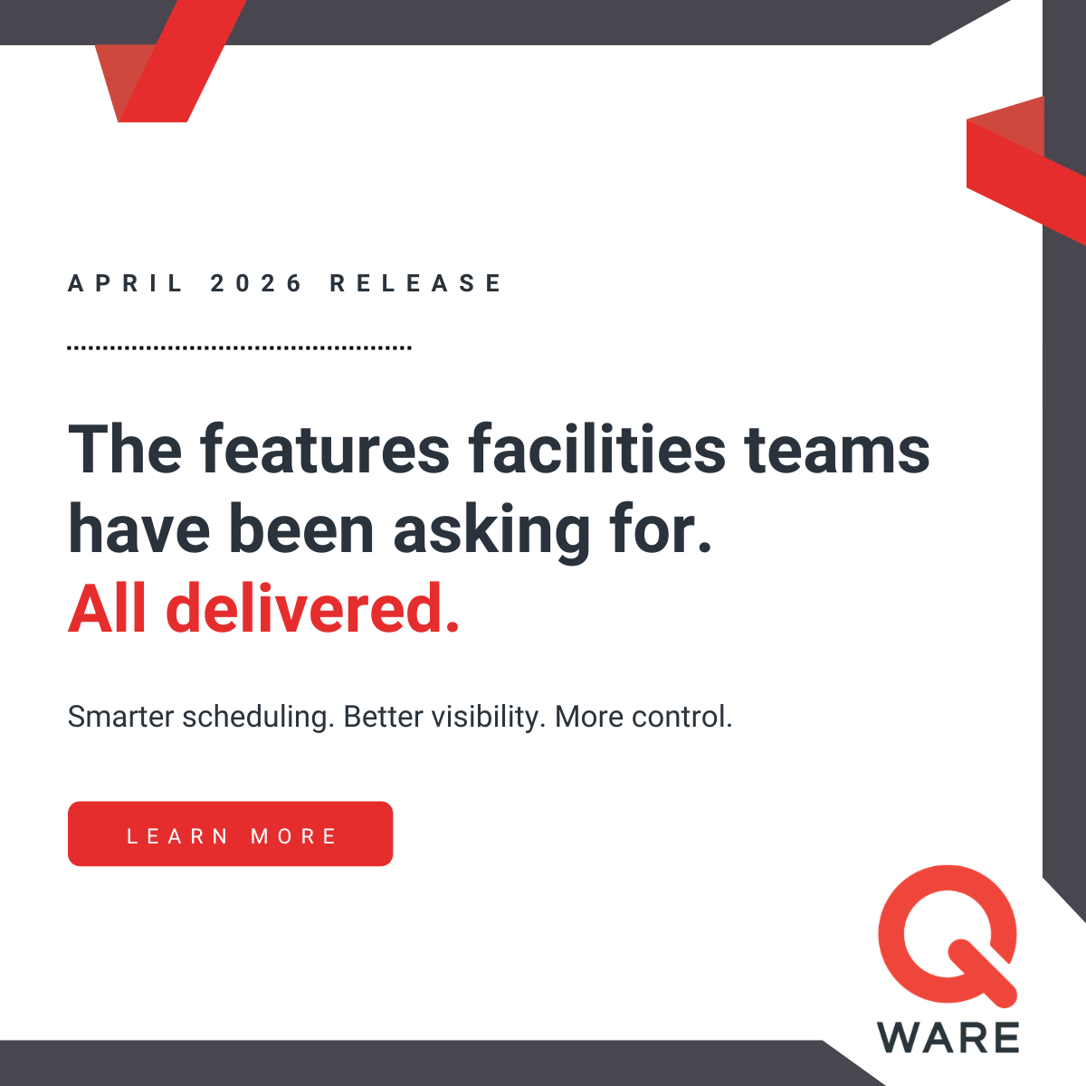 qwarecmms's tweet photo. 📣 Big news: the April 2026 release is here, and it's a big one!

New features, smarter workflows, and improvements designed to make your day-to-day a lot smoother. Swipe through to see what's new. 👇

View the full release notes: https://t.co/sxgAW7CQgL https://t.co/uWU42bzxc5
