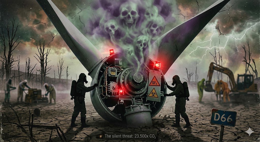 Pierke74's tweet photo. @jpaternotte Mooi verhaal over een "schone toekomst" Jan, maar hoe zit het met de enorme uitstoot van SF6-gas bij de sloop van windmolens? Dit gas is 23.500x schadelijker dan CO2 en blijft 3.200 jaar in de lucht. Wie is hier nu de grootste vervuiler? #SF6 #energietransitie #D66 https://t.co/3GrgkOeU3o