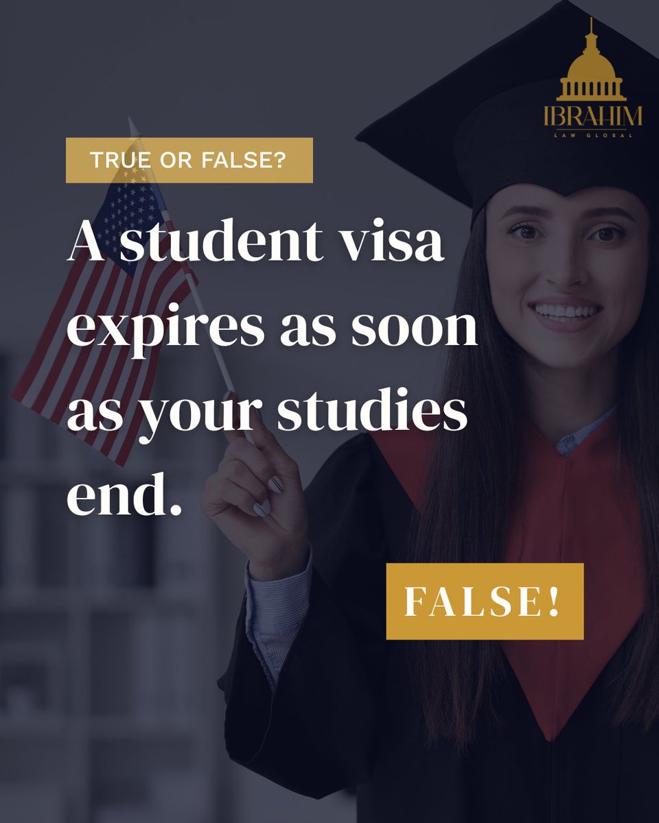 ibrahim_law_'s tweet image. False. Most students have a grace period after completing their program. But that period can be short. We’ll help you plan your next move before your status ends.
#StudentVisa #ImmigrationLaw #IbrahimLawGlobal