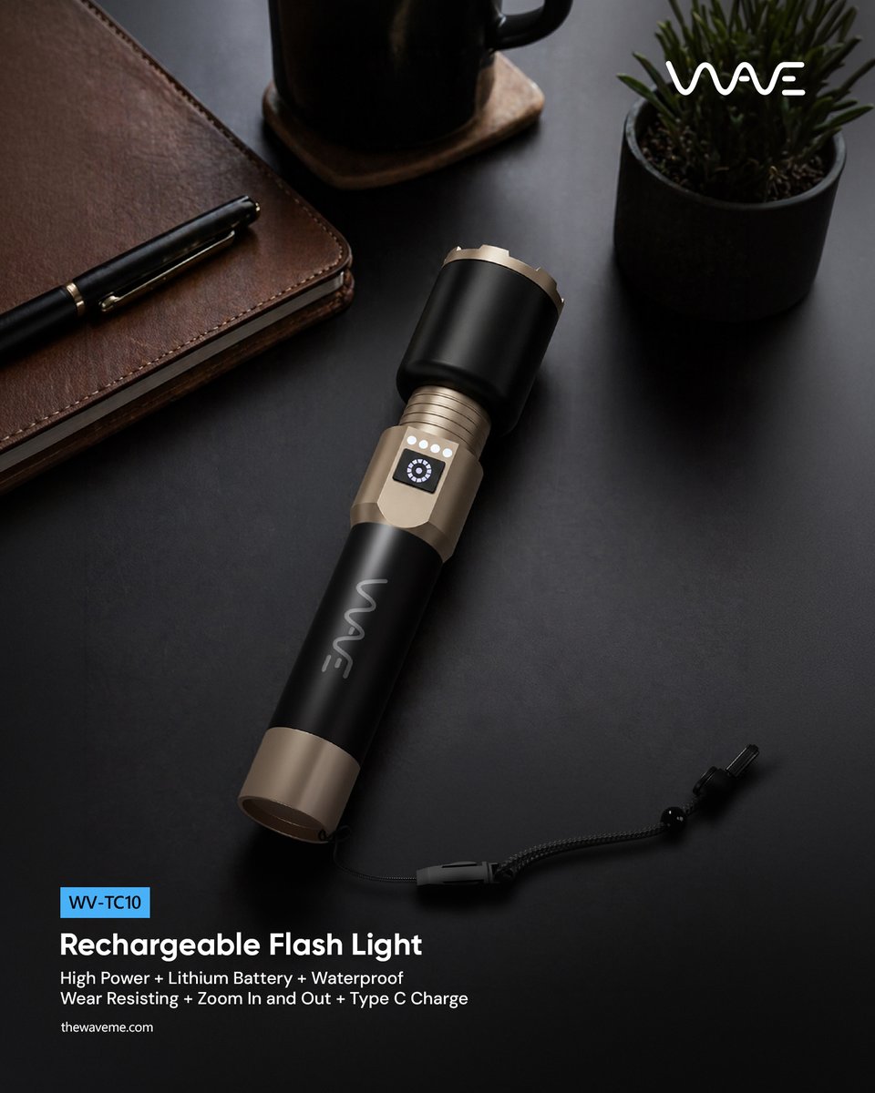 wavedubai's tweet image. From rain to rough use, this rechargeable flashlight is built to last, waterproof, wear-resistant &amp;amp; ready for everyday carry.

#Wave #Flashlight #PortableTorch #RechargeableTorch #TechGear