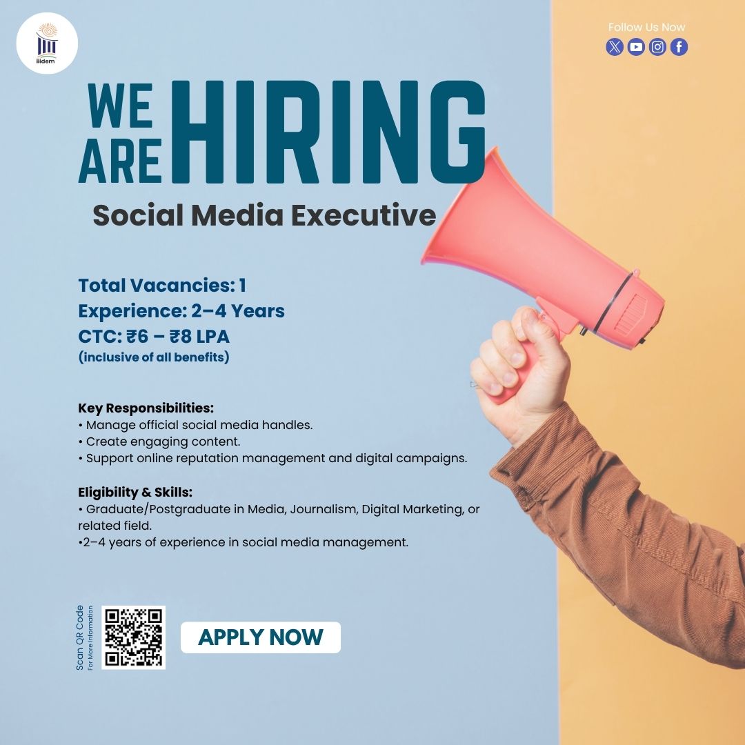 IIIDEM_Official's tweet image. 🚨 We’re Hiring: Social Media Executive.

Are you passionate about digital storytelling and audience engagement? Join our team as a Social Media Executive and play a key role in shaping our online presence.

Apply now! 

#IIIDEM #Hiring