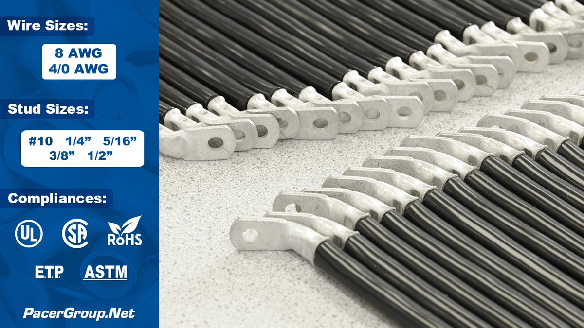 pacergroup's tweet image. Common sizes of closed-end-lugs are from 8 AWG to 4/0 AWG cable. 

The most common stud sizes are #10, 1/4", 5/16", 3/8", &amp;amp; 1/2". 

Pacer carries the highest-quality lugs at pacergroup.net/closed-end-lug/ 

#TopQuality #MarineElectrical #MarineWiring #MarineRepairs