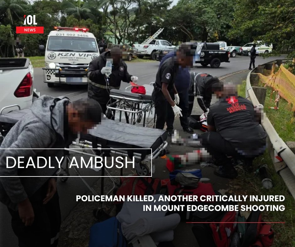 IOL's tweet photo. A policeman has been killed and a second officer is in a critical condition following a shooting incident on Flanders Drive in Mount Edgecombe.
#SAPS #CrimeIntelligence #MountEdgecombe #FlandersDrive
Read more here: https://t.co/LSBTwSMY4w https://t.co/JK9W4RCZ56