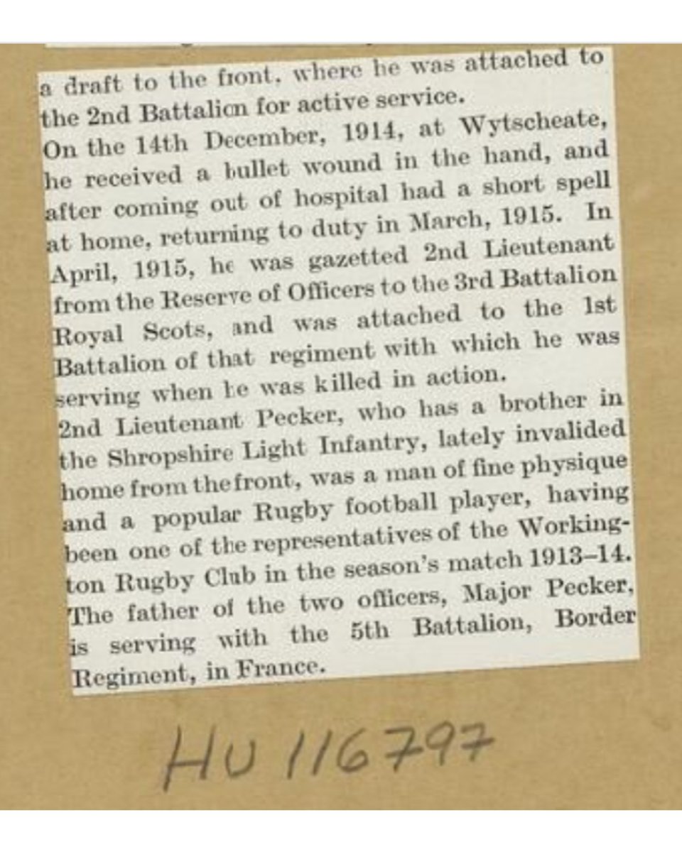 BritishHistorym's tweet image. Remembering Second Lieutenant Henry Cyril Pecker 🙏🇬🇧

3rd (Reserve) Battalion, attached to 1st Battalion, The Royal Scots (Lothian Regiment).

Death: 30 April 1915, Western Front.

Son of Major George Pecker.

📷 @I_W_M
____ 
#lestweforget #remembrance 

@BritishArmy @CWGC