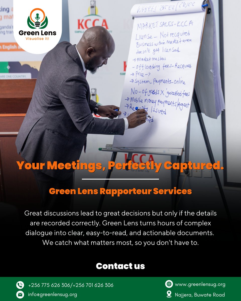 greenlensug's tweet photo. Hosting an event? Focus on the conversation. We’ll handle the rest. 

Green Lens is your all-in-one event team. We turn complex meetings into clear documents, high-quality visuals, and seamless virtual experiences.

What we do:
📝 Rapporteur: Pro meeting minutes, executive summaries/comprehensive reports, & action plans. 
📸 Photo & Video: High-quality photography, highlight reels, & full session recordings. 
🌍 Virtual & Hybrid: Live streaming broadcasts, seamless remote setups, & tech management.
Stop managing multiple vendors. Let us catch what matters most at your next conference or board meeting!
📞 0701 626 306 📧 info@greenlensug.org 🌐 https://t.co/kqSZ5HXtAd
#EventManagement #LiveStreaming #EventPhotography #Rapporteur #Uganda #GreenLensUg