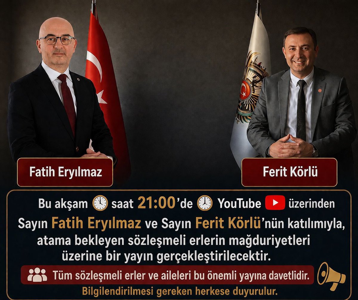 fatiheryilmaz0's tweet photo. Kendi askerlerine iyi bakmayanlar gelecekte başka milletlerin askerlerine bakarlar.

Bu akşam saat 21:00’ da https://t.co/ATBCCnvBk5 kanalımızda vatan için terlerini ve kanlarını dökmüş sözleşmeli erlerimize reva görülen muameleyi, Sözleşmeli Memurlar ve Maluller Derneği Kurucu Başkanı Ferit Körlü kardeşimle konuşacağız. 

#SözleşmeliErler