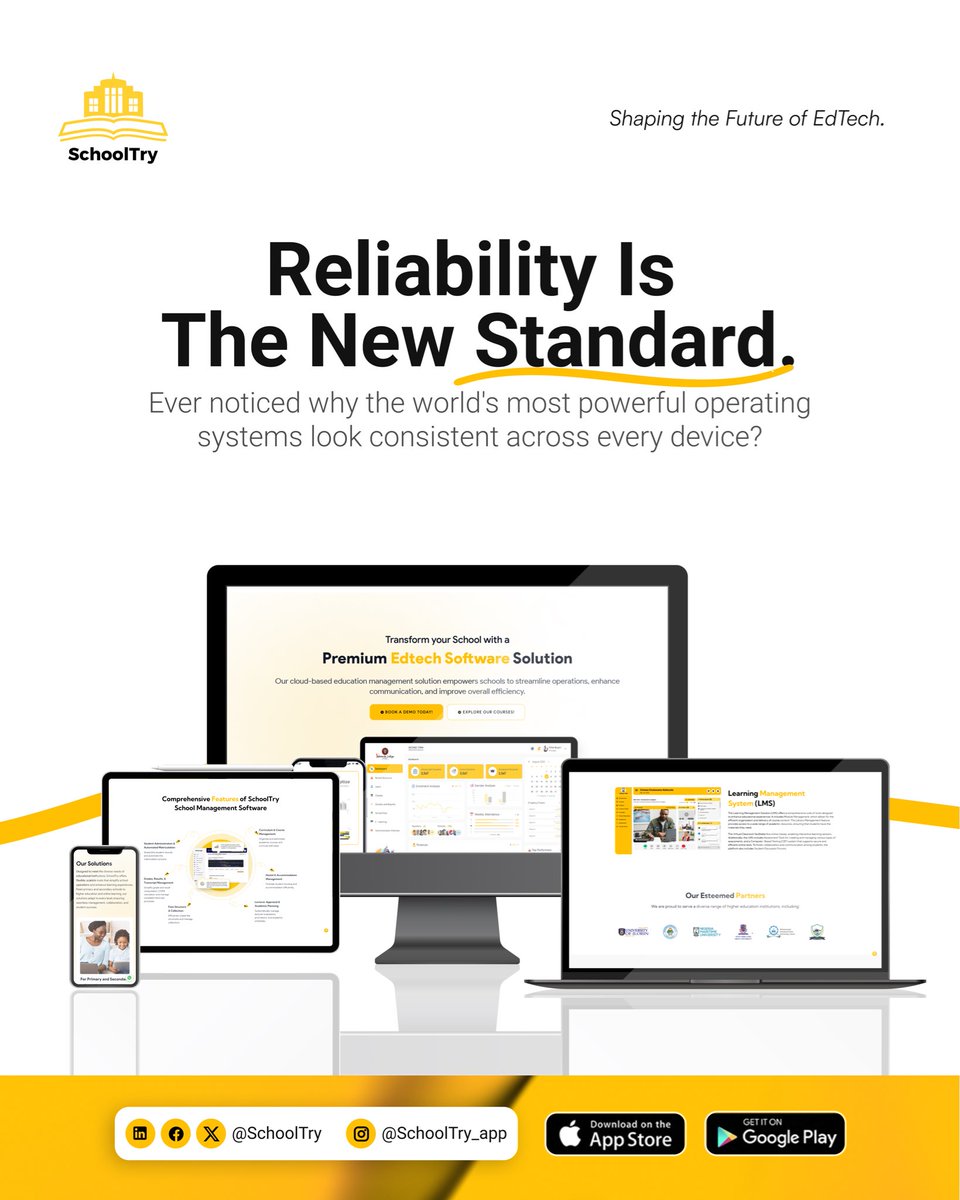 SchoolTrySoft's tweet photo. The best OS are consistent for a reason: Unified Standards. 
SchoolTry powers @OAUniversity, @UnilorinNGR &amp; more. The colors change, but the engine is built for 100k+ simultaneous users.
One UI. One Standard. Dependable. 

#SchoolTry #OAU #Unilorin #EdTech #AfricaTech https://t.co/An3GVJd8wU
