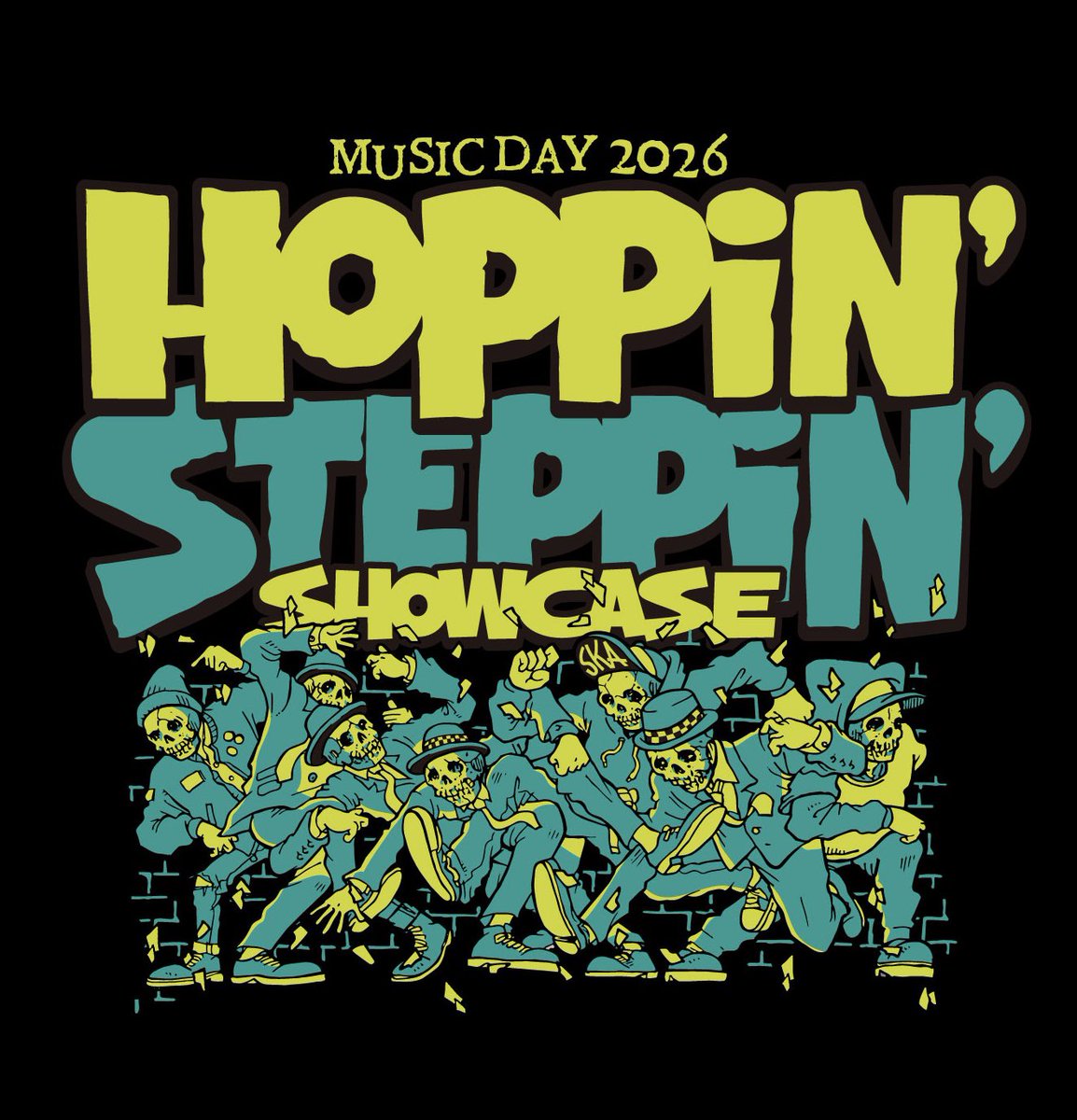 JUSTROCKdesign's tweet photo. 【New】Hoppin' &amp; Steppin' SHOW CASE fest limited T-Shirts design / illustration (2026)

@HoppinSteppin20 
#まいにちイラストレーション https://t.co/26ie8qzI0M