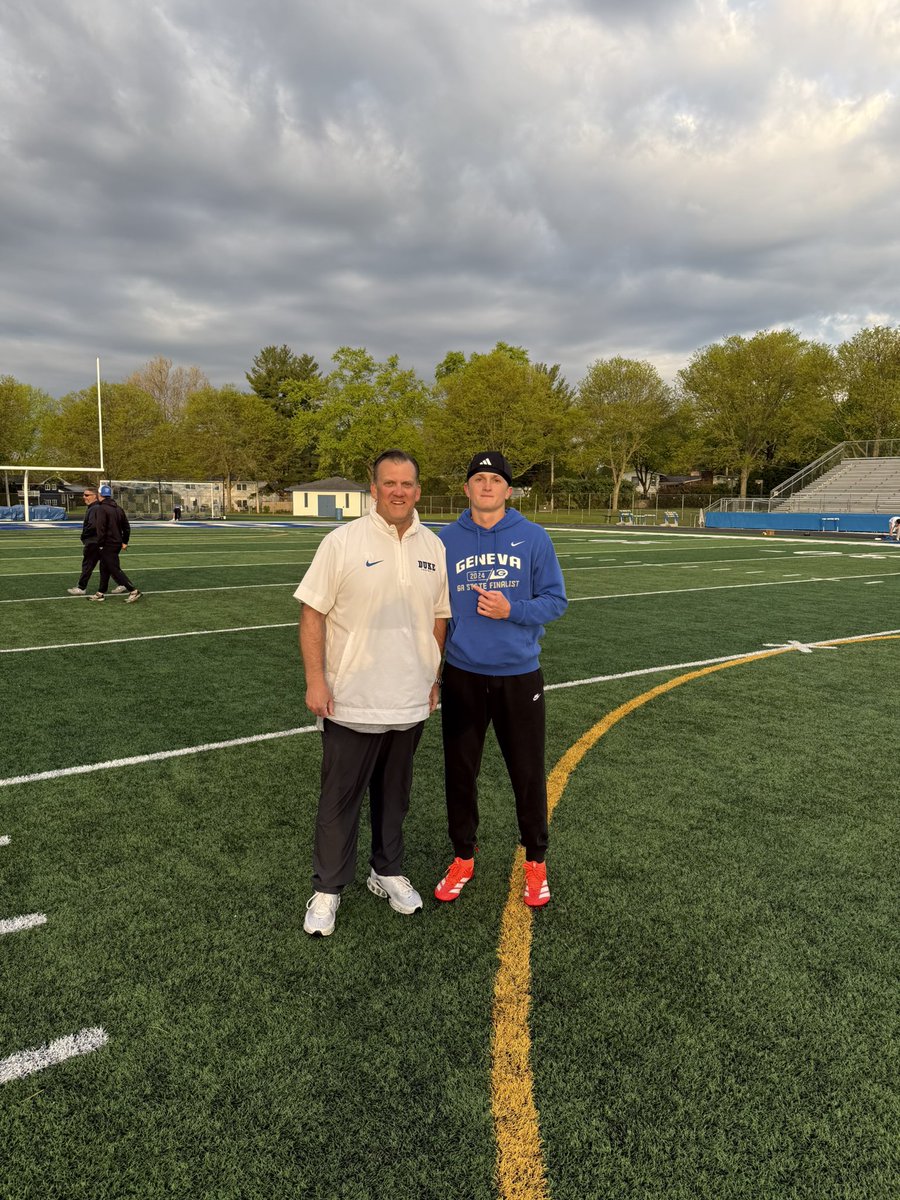 BennettKonkey's tweet photo. After a great workout with @JeffNorrid1 I am excited to announce an offer to @DukeFOOTBALL! #GoBlueDevils

@GenevaVikingsFB @EDGYTIM @BOOMfootball @AllenTrieu @CoachChris_Roll @AllenTrieu @Rivals @247Sports @On3 @CoachHo https://t.co/yh8nvyNvGd