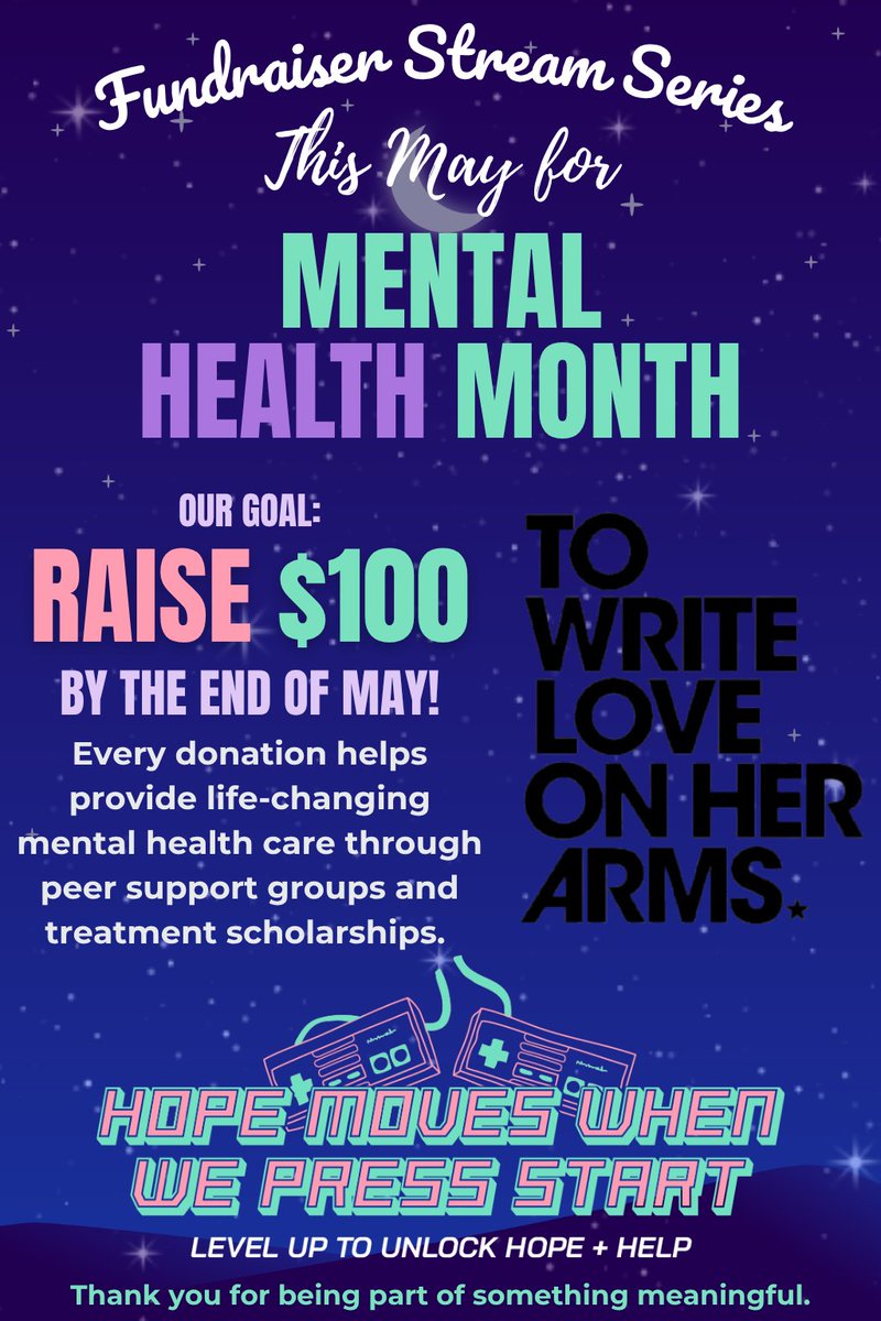 EndlessLuna_'s tweet photo. 🌙🐾 Fundraiser starts tomorrow for Mental Health Month 💜
Supporting To Write Love on Her Arms
✨ Hope moves when we press start ✨
Come be part of something meaningful.
🎮 https://t.co/yfDNLLKvSQ
#MentalHealthMonth #TWLOHA #MentalHealthMatters #HopeMoves #StreamForACause https://t.co/ZgIi95xTC5