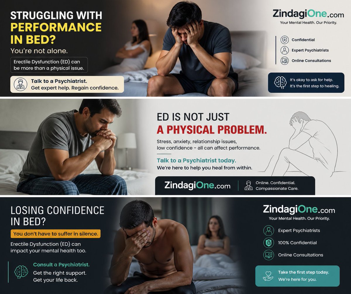 Erectile dysfunction is more common than you think, affecting millions of men worldwide. It’s not a "flaw"—it’s a health condition that deserves professional attention. Let’s talk about it at zindagione.com. #MensHealth #SexualWellness
