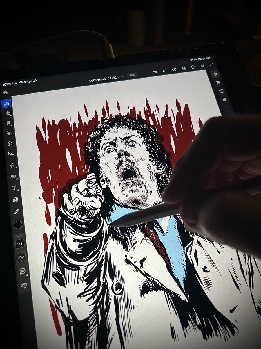 The_ABClark's tweet image. Donald Sutherland… one of the best. I wasn’t old enough to see him in M*A*S*H* (I would have been 2 🤣) but once I caught the final scene of Invasion of the Body Snatchers in 79 or 80 (yay cable TV), I knew I had to see more Sutherland. 

#illustration #adobefresco #vector