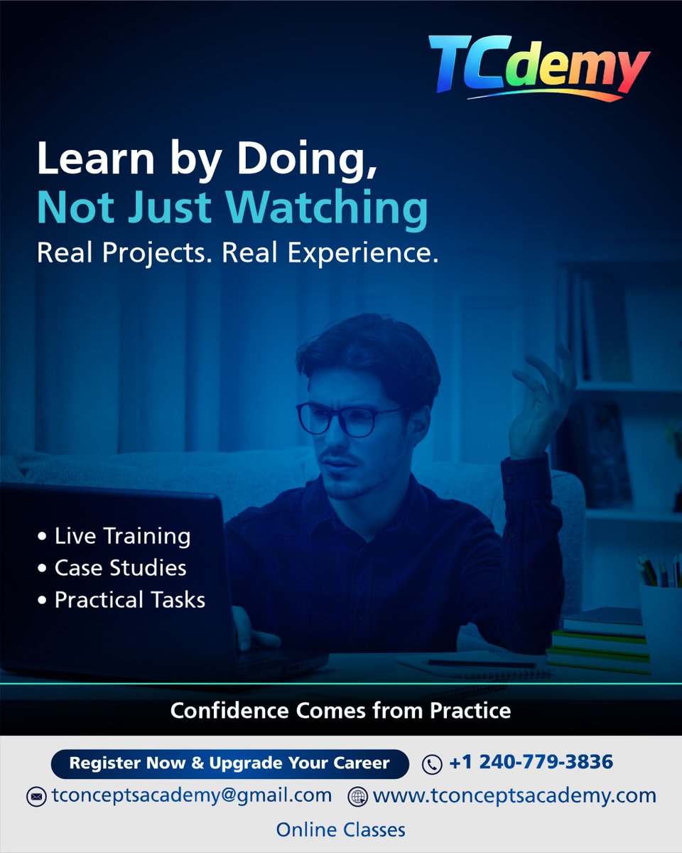 TCAcadamy2024's tweet image. Stop Just Watching Tutorials. 

Join TCdemy and start your transformation today.
📞 +1 240-779-3836
📧 tconceptsacademy@gmail.com
🌐 tconceptsacademy.com⁠

#TCdemy #LearnByDoing #OnlineTraining #CareerGrowth #TechSkills #AITraining #DataEngineering #CloudComputing