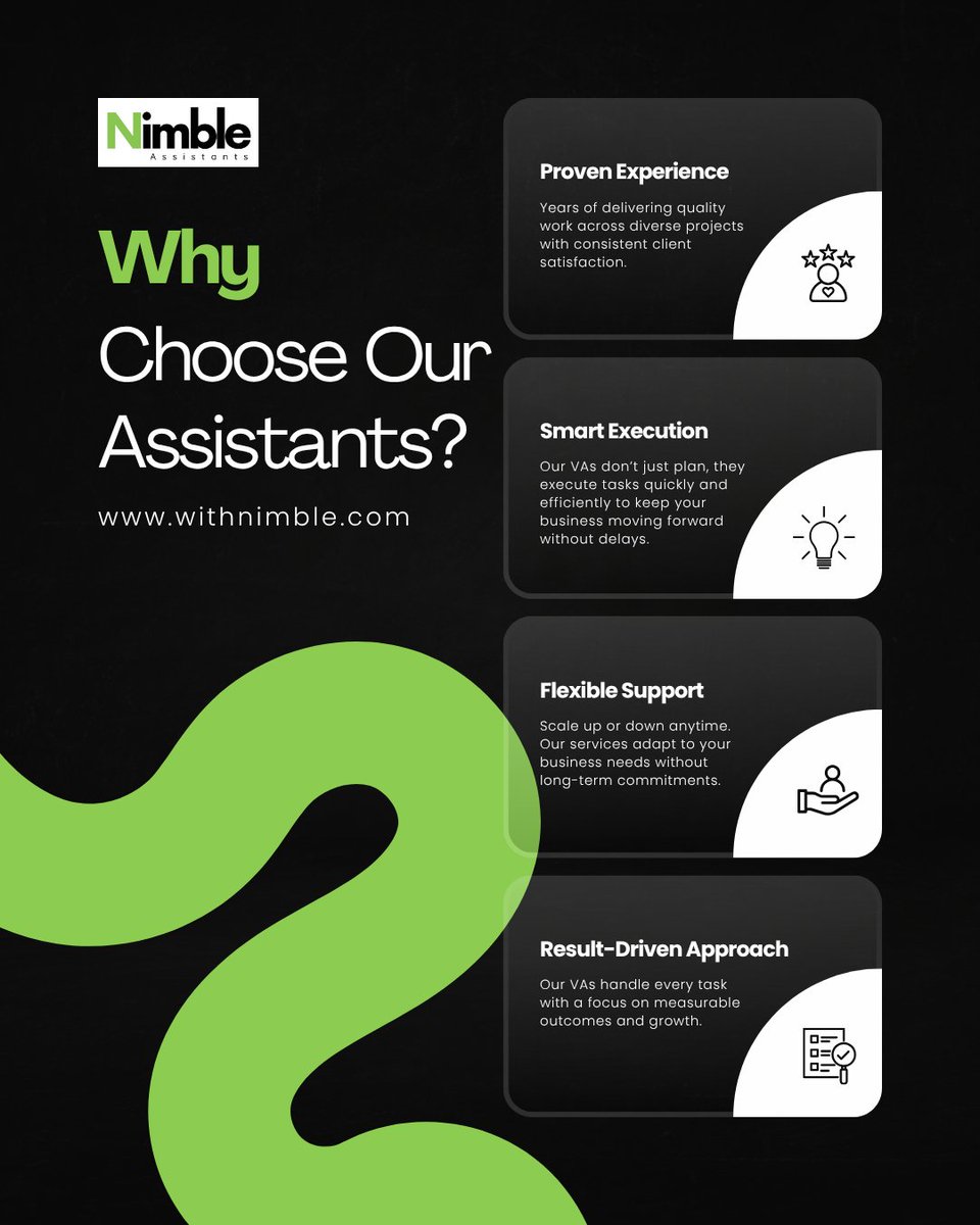 NimbleRemote's tweet image. Choosing our assistants means gaining reliable support that drives real results. 

Hire a Nimble Assistant Now!
Free Consultation: withnimble.com

#VirtualAssistantCanada #EntrepreneurLife #BusinessEfficiency #DelegateToElevate #VAforEntrepreneurs #BoostYourBusiness