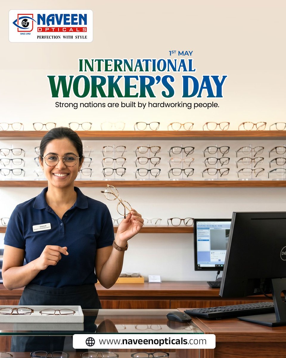 NaveenOpticals's tweet photo. Behind every clear vision is a dedicated hand.
This #InternationalWorkersDay, we celebrate the team at Naveen Opticals.
Looking for eyewear & eye care solutions? We’ve got you covered.
🌐 https://t.co/jjJIqv9JjH
#WorkersDay #OpticalStore #EyeCare #Eyewear #TrendingNow https://t.co/yh03pBlOTw