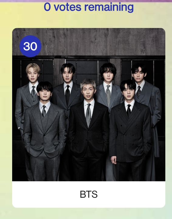 Vote now. Only days left, let's keep the tension until the last day!
RT, spread, don't be afraid to show receipts, mention the vote. I know everyone knows, but does everyone remember to vote every day? Help me remind them