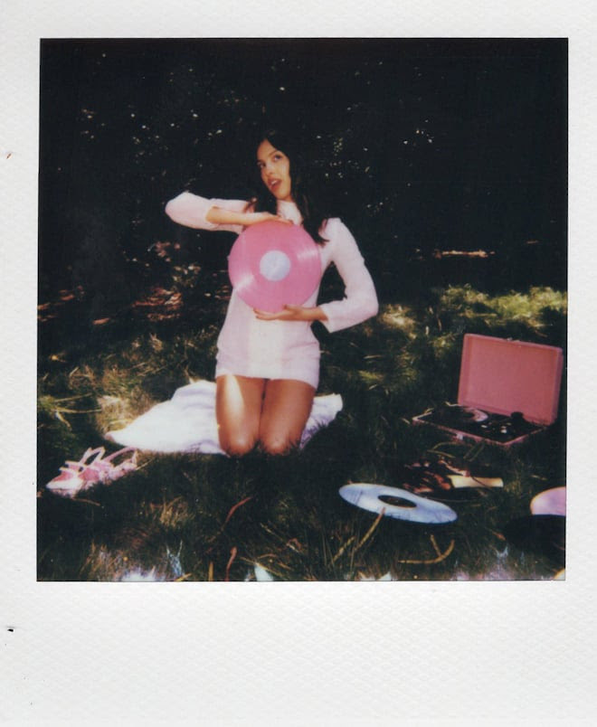 pretty girl with her pretty vinyl