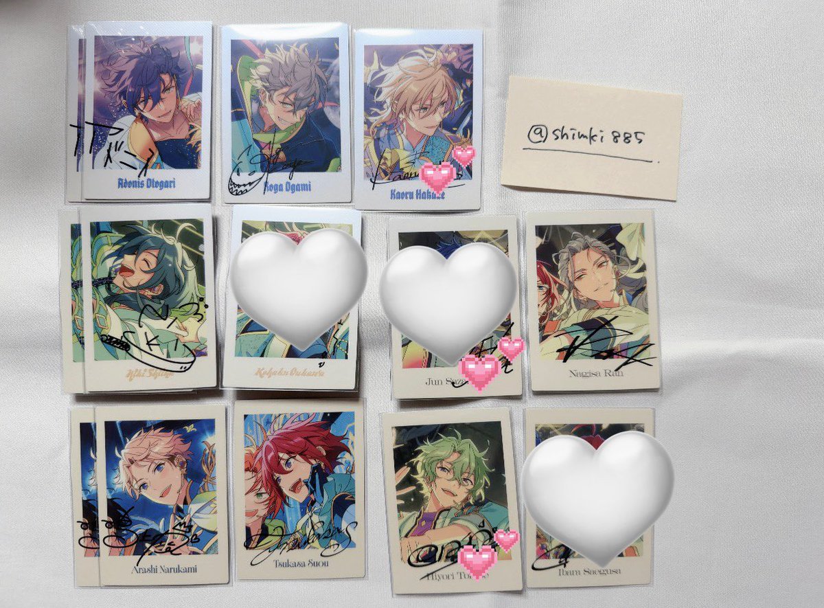 shimki885's tweet photo. 【交換】あんスタ10周年 ぱしゃっつ

譲）ジュイス アドニス 晃牙 薫 嵐 司 レオ 斑 ニキ HiMERU 日和 凪砂  紅郎 維吹 鉄虎 翠 ひなた ゆうた 創 なずな 光 マヨイ 巽 スバル 北斗 真 夏目 つむぎ 英智 渉 桃李 弓弦

↓↓↓ https://t.co/KVbKhynvmG