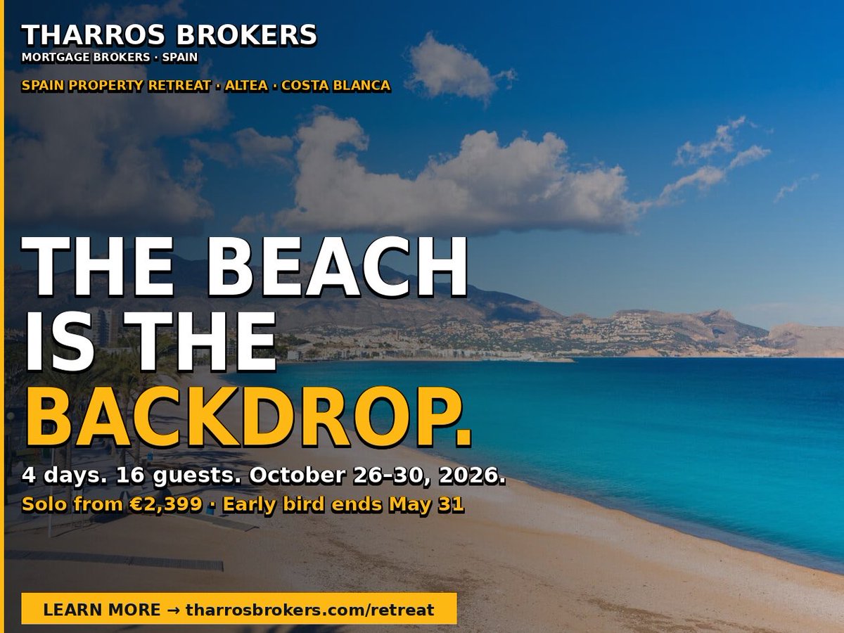 tharros_group's tweet image. This beach is 10 minutes from where the retreat happens.

Altea, Costa Blanca. October 26–30, 2026. 16 spots. 👇

#SpainProperty #CostaBlanca #BuyInSpain