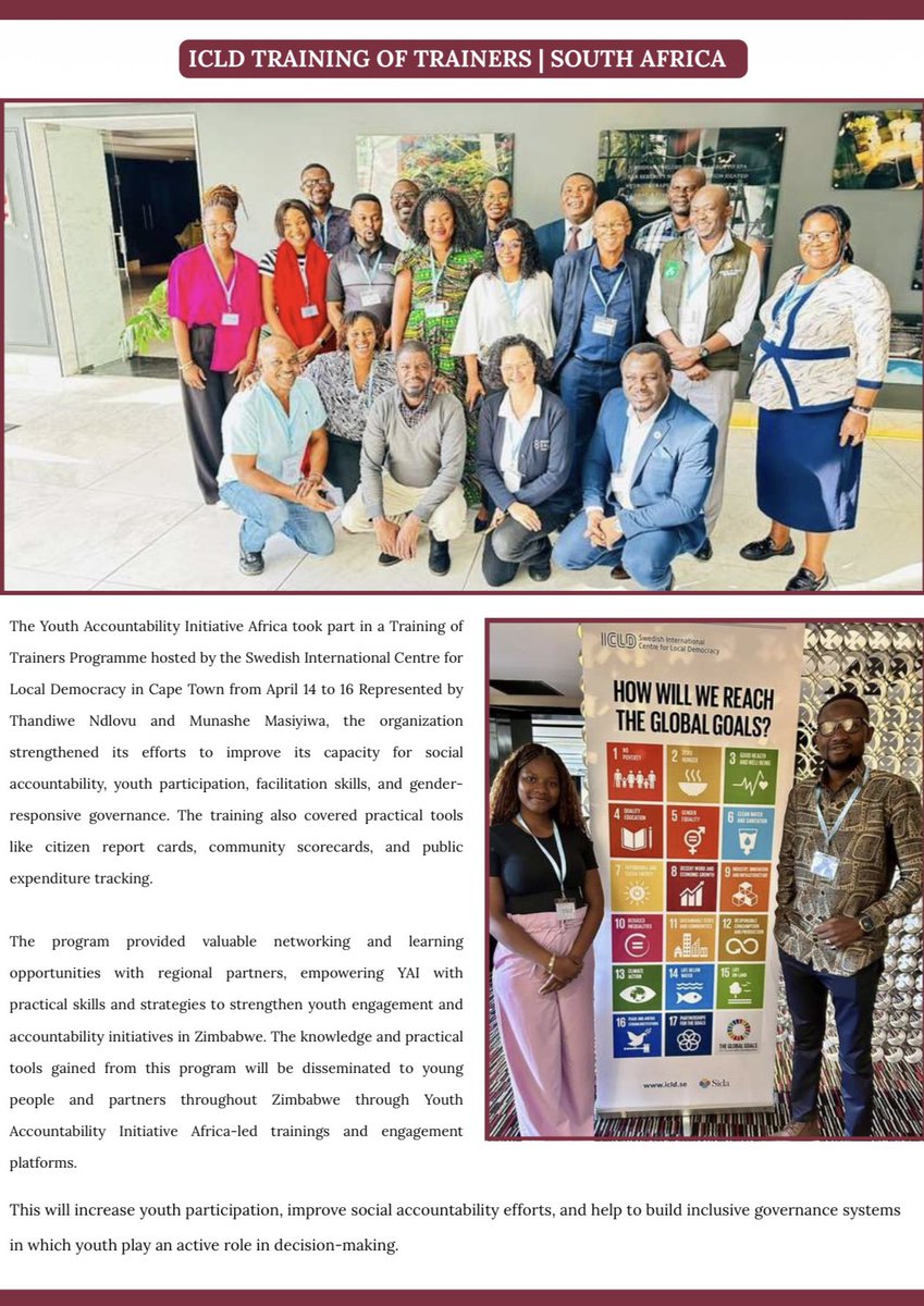 YAI_Africa's tweet photo. 📢 OUT NOW: The Accountability Brief – Volume 3 | 30 April 2026

This edition captures key moments from YAI Africa’s accountability journey:

✅ Youth Accountability Hangout
✅ ICLD Training of Trainers – Cape Town
✅ Global Democracy Coalition Forum – Nairobi
✅ CivicTok Spotlight

A snapshot of youth-led advocacy, governance engagement and democratic participation in action.

📄 Read the full brief here: https://t.co/iBK26RJZqa

#TheAccountabilityBrief #YAIAfrica #YouthAccountability #Democracy #Governance #CivicEngagement